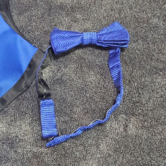 Men's Royal Blue Vest 5 Buttons Polyester/satin with bow tie Size S - Picture 6 of 10